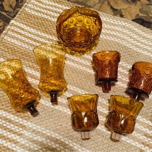 Amber Glass Votive Holder Set